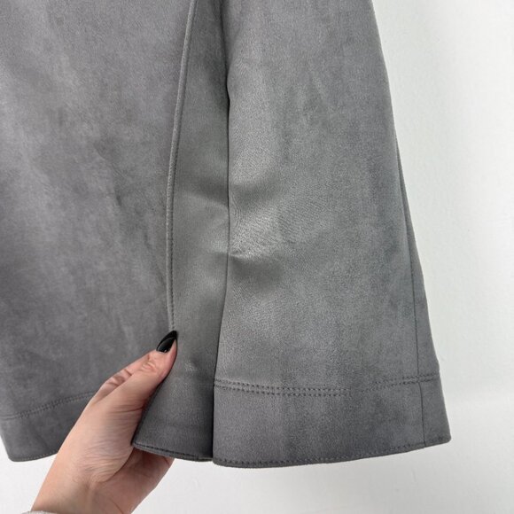 NWT White House Black Market Faux Suede Faux Wrap Skirt Smoked Pearl Size 2 NEW - Picture 5 of 12